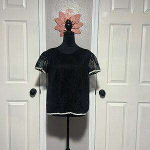 Basically Me black floral sheer but lined in front top - size medium